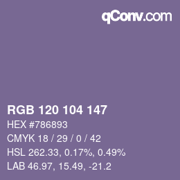颜色代码: RGB 120 104 147 | qconv.com