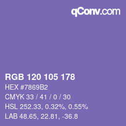 カラーコード: RGB 120 105 178 | qconv.com