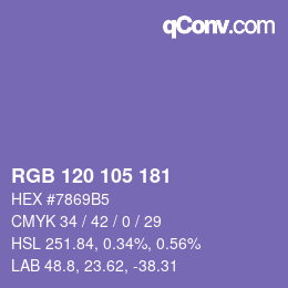 カラーコード: RGB 120 105 181 | qconv.com