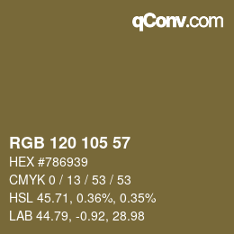 カラーコード: RGB 120 105 57 | qconv.com