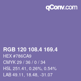 カラーコード: RGB 120 108.4 169.4 | qconv.com
