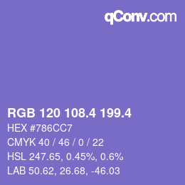 カラーコード: RGB 120 108.4 199.4 | qconv.com