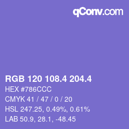カラーコード: RGB 120 108.4 204.4 | qconv.com