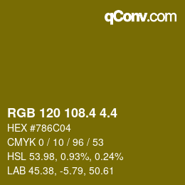 カラーコード: RGB 120 108.4 4.4 | qconv.com