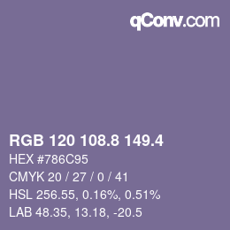 カラーコード: RGB 120 108.8 149.4 | qconv.com