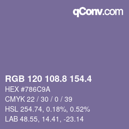カラーコード: RGB 120 108.8 154.4 | qconv.com
