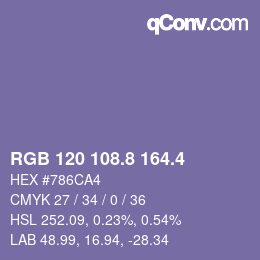 カラーコード: RGB 120 108.8 164.4 | qconv.com