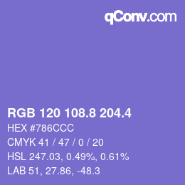 カラーコード: RGB 120 108.8 204.4 | qconv.com
