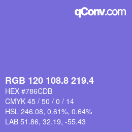 カラーコード: RGB 120 108.8 219.4 | qconv.com