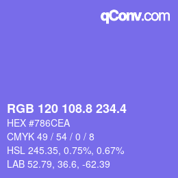 カラーコード: RGB 120 108.8 234.4 | qconv.com