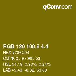 カラーコード: RGB 120 108.8 4.4 | qconv.com
