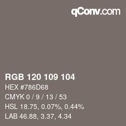 Farbcode: RGB 120 109 104 | qconv.com