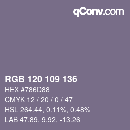 Farbcode: RGB 120 109 136 | qconv.com