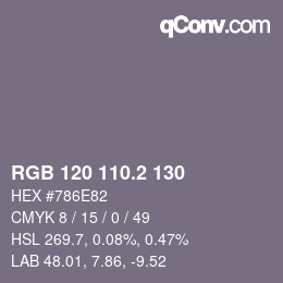 カラーコード: RGB 120 110.2 130 | qconv.com