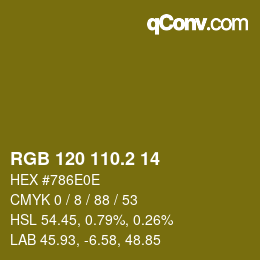 カラーコード: RGB 120 110.2 14 | qconv.com