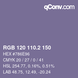 カラーコード: RGB 120 110.2 150 | qconv.com