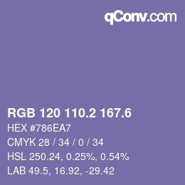 カラーコード: RGB 120 110.2 167.6 | qconv.com