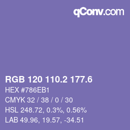 カラーコード: RGB 120 110.2 177.6 | qconv.com