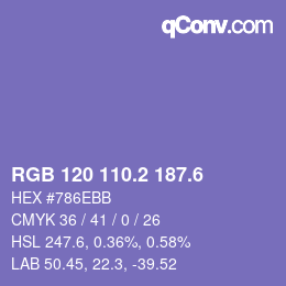 カラーコード: RGB 120 110.2 187.6 | qconv.com