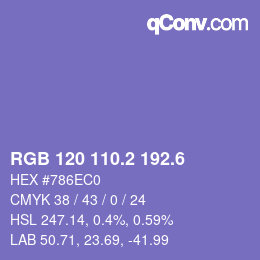カラーコード: RGB 120 110.2 192.6 | qconv.com