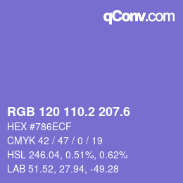 カラーコード: RGB 120 110.2 207.6 | qconv.com