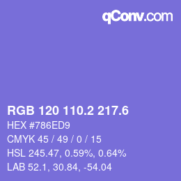 カラーコード: RGB 120 110.2 217.6 | qconv.com
