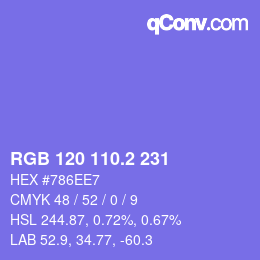 カラーコード: RGB 120 110.2 231 | qconv.com