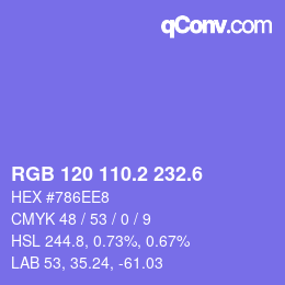 カラーコード: RGB 120 110.2 232.6 | qconv.com