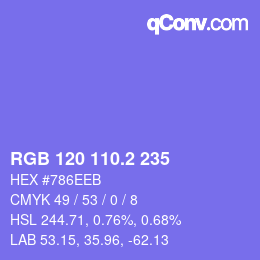 カラーコード: RGB 120 110.2 235 | qconv.com