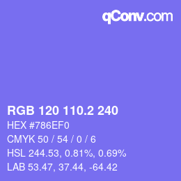 カラーコード: RGB 120 110.2 240 | qconv.com