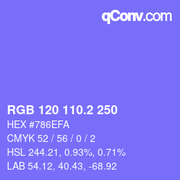 カラーコード: RGB 120 110.2 250 | qconv.com