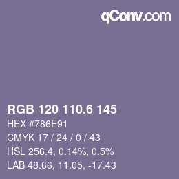 カラーコード: RGB 120 110.6 145 | qconv.com