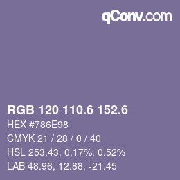 カラーコード: RGB 120 110.6 152.6 | qconv.com