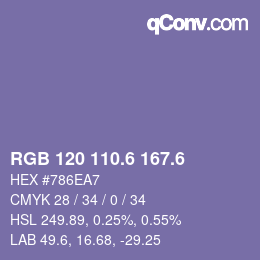 カラーコード: RGB 120 110.6 167.6 | qconv.com