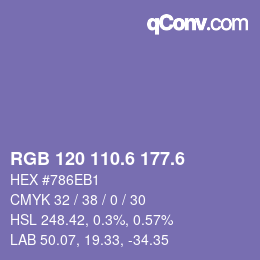 カラーコード: RGB 120 110.6 177.6 | qconv.com