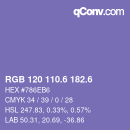 カラーコード: RGB 120 110.6 182.6 | qconv.com