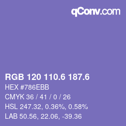 カラーコード: RGB 120 110.6 187.6 | qconv.com