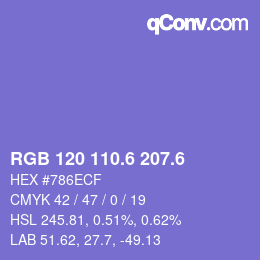 カラーコード: RGB 120 110.6 207.6 | qconv.com