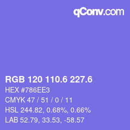 カラーコード: RGB 120 110.6 227.6 | qconv.com
