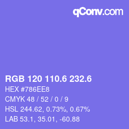 カラーコード: RGB 120 110.6 232.6 | qconv.com