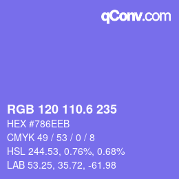カラーコード: RGB 120 110.6 235 | qconv.com