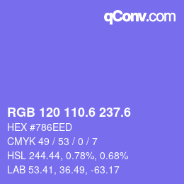 カラーコード: RGB 120 110.6 237.6 | qconv.com