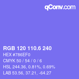 カラーコード: RGB 120 110.6 240 | qconv.com