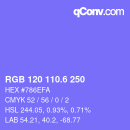 カラーコード: RGB 120 110.6 250 | qconv.com