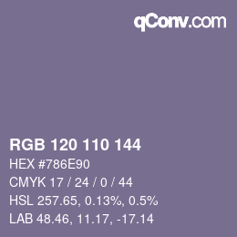 カラーコード: RGB 120 110 144 | qconv.com