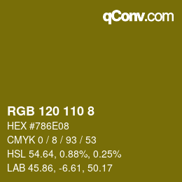 颜色代码: RGB 120 110 8 | qconv.com