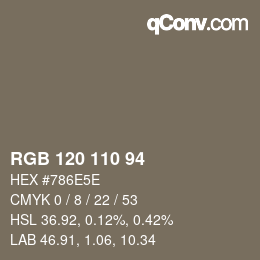 Farbcode: RGB 120 110 94 | qconv.com