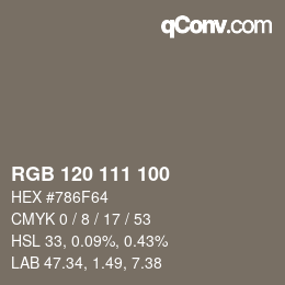 Code couleur: RGB 120 111 100 | qconv.com