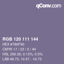 颜色代码: RGB 120 111 144 | qconv.com