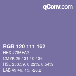 Farbcode: RGB 120 111 162 | qconv.com